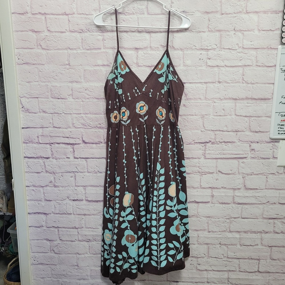 VTG MAGIC Brand Boho Floral A-Line Midi Dress 2X Embroidered Cottage Fairy Y2K